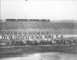 World War I: Military exercises on Franklin Field by the Reserve Officers Training Corps