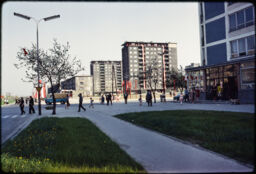 High-rise buildings along a street (Nowe Tychy, Tychy, PL)