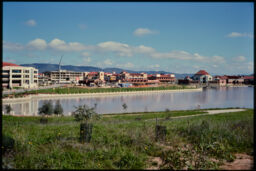 Town center from across a lake (Tuggeranong, Canberra, AU)