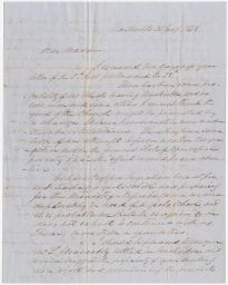 Letter written to a woman slave dealer concerning the purchase of a
                     cook and servants for a plantation.