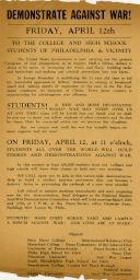 Demonstration of students against World War II, poster