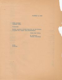 Rubin Saltzman to Hotel Statler Requesting a Room, November 1946 (correspondence)