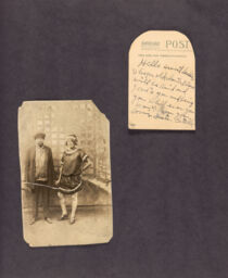 Portrait of a man and a woman, with a note