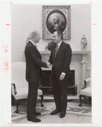 Frank H. T. Rhodes with president George H. W. Bush