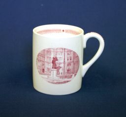 Wedgwood china (University of Pennsylvania Bicentennial, 1940), demitasse cup, "Whitefield and Memorial Tower"