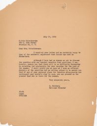 Itche Goldberg to Sylvia Schneiderman about Scholarship for her Daughter, July 1950 (correspondence)
