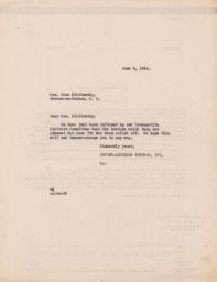 Jewish American Section, I.W.O. Office to Nora Zhitlowsky about Cancelled Lecture, June 1944 (correspondence)