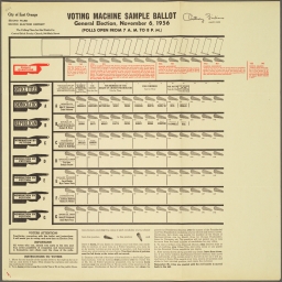 Voting Machine Sample Ballot: General Election, November 6, 1956