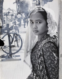 Javanese girl wearing a lacy-edge kerdung, Indonesia