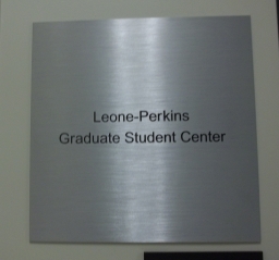 Leone-Perkins Graduate Student Center Plaque