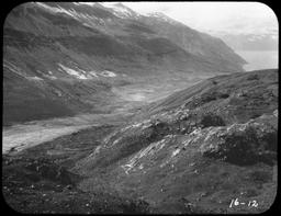 Faults at S. side of Nunatak + land end of Nunatak Glacier, glacial sculpture and U valley