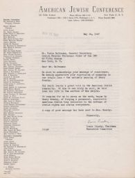 Louis Lipsky to Rubin Saltzman about Passing of Henry Monsky, May 1947 (correspondence)