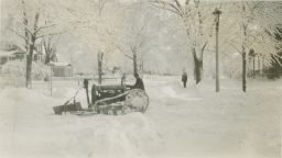 Snow plow in winter