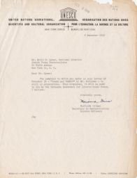 UNESCO to JPFO about Pamphlet, December 1949 (correspondence)
