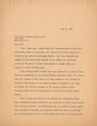 Rubin Saltzman to Vincent Impellitieri about Student Death, May 1952 (correspondence)