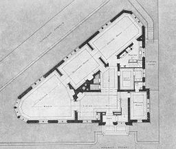 Zeta Psi - Sigma chapter fraternity house (built 1910, Thomas, Churchman and Molitor, architects), first floor, architectural plan