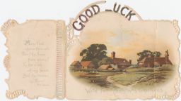Note with chromolithograph image of 2 children, and certificate for Mary Pearl Chance