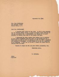 Rubin Saltzman to Nora Zhitlowsky about Publishing Husband's Work, September 1946 (correspondence)