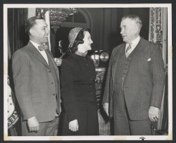 Democratic Youth Organizations: Senator Frear and Vice President Barkley with Gloria Chomiak, the winner of the "Voice of Democracy" contest