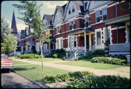 Row houses from the street (Pullman, Chicago, Illinois, USA)