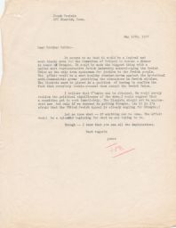 Joseph Brainin to Rubin Saltzman about Dinner Event, May 1947 (correspondence)