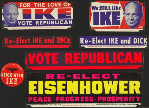 1956 Eisenhower Nixon IKE DICK California Bumper Sticker 4411 