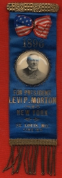 Morton For President Ribbon and Button, 1896