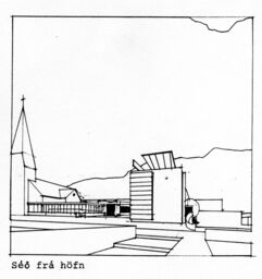 Hafnarfjörður Parish Hall + Music School Design 12, Perspective - View from Harbor
