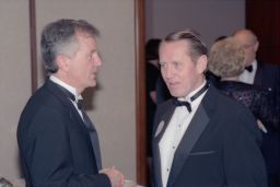 Dean Jack Clark and Charles Feeney, '56 at Hotel Ezra Cornell.