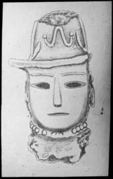 Hand drawing of a traditional Japanese death mask
