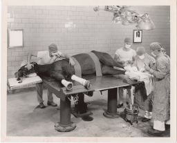 Preparing to operate on a horse at Veterinary College, Cornell University