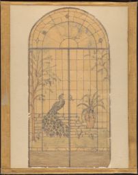 Design for the peacock stained glass window in Olive Tjaden's home