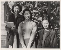 Three Chinese students at the College of Home Economics.