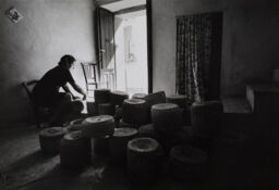 A family's cheese production for sale in their village, Castelbuono, Sicily, Italy