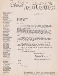 David Sherman to Albert E. Kahn about Public Support, March 1945 (correspondence)