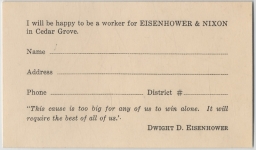Eisenhower-Nixon Volunteer Card