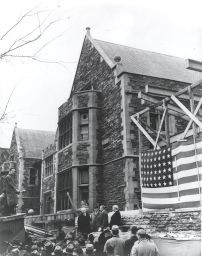 Houston Hall (built 1894, Frank Miles Day and Hays and Medary, architects), cornerstone laying and dedication of two major wings