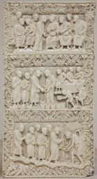 Carolingian ivory book cover depicting scenes from the life of Jesus Christ
