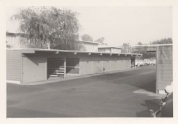Garages and parking lot in Baldwin Hills Village.