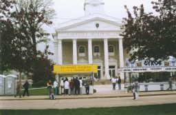 Food stands outside Memorial Chapel