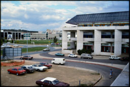 Belconnen center offices and a mall from a parking garage (Belconnen, Canberra, AU)