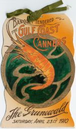 The Grunewald - menu for Banquet of The Gulf Coast Canners [front cover]