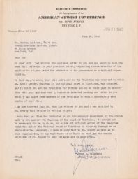 Jesse B. Calmenson to Rubin Saltzman about Unfair Attacks against Louis Lipsky, June 1943 (correspondence)
