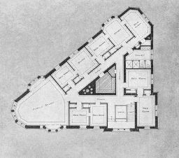 Zeta Psi - Sigma chapter fraternity house (built 1910, Thomas, Churchman and Molitor, architects), second floor, architectural plan