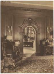 Interior photo: Ornately carved doorway for residence of Ralph B. Maltby
