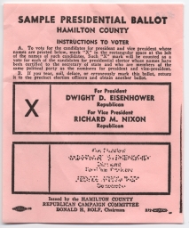 Hamilton County Sample Presidential Ballot: Eisenhower & Nixon