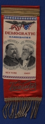 Cleveland-Thurman Democratic Candidates Portrait Campaign Ribbon, ca. 1888