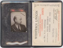 Western Union ID Folder With Photo of A. J. Liebling and Card