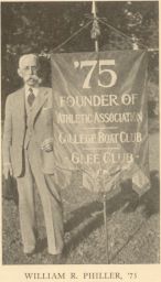 William R. Philler (1857-1944), A.B. 1875, A.M 1878, LL.B. 1878, with Class of 1875 banner