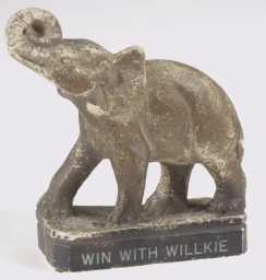 Win With Willkie Plaster Elephant Statuette, ca. 1940